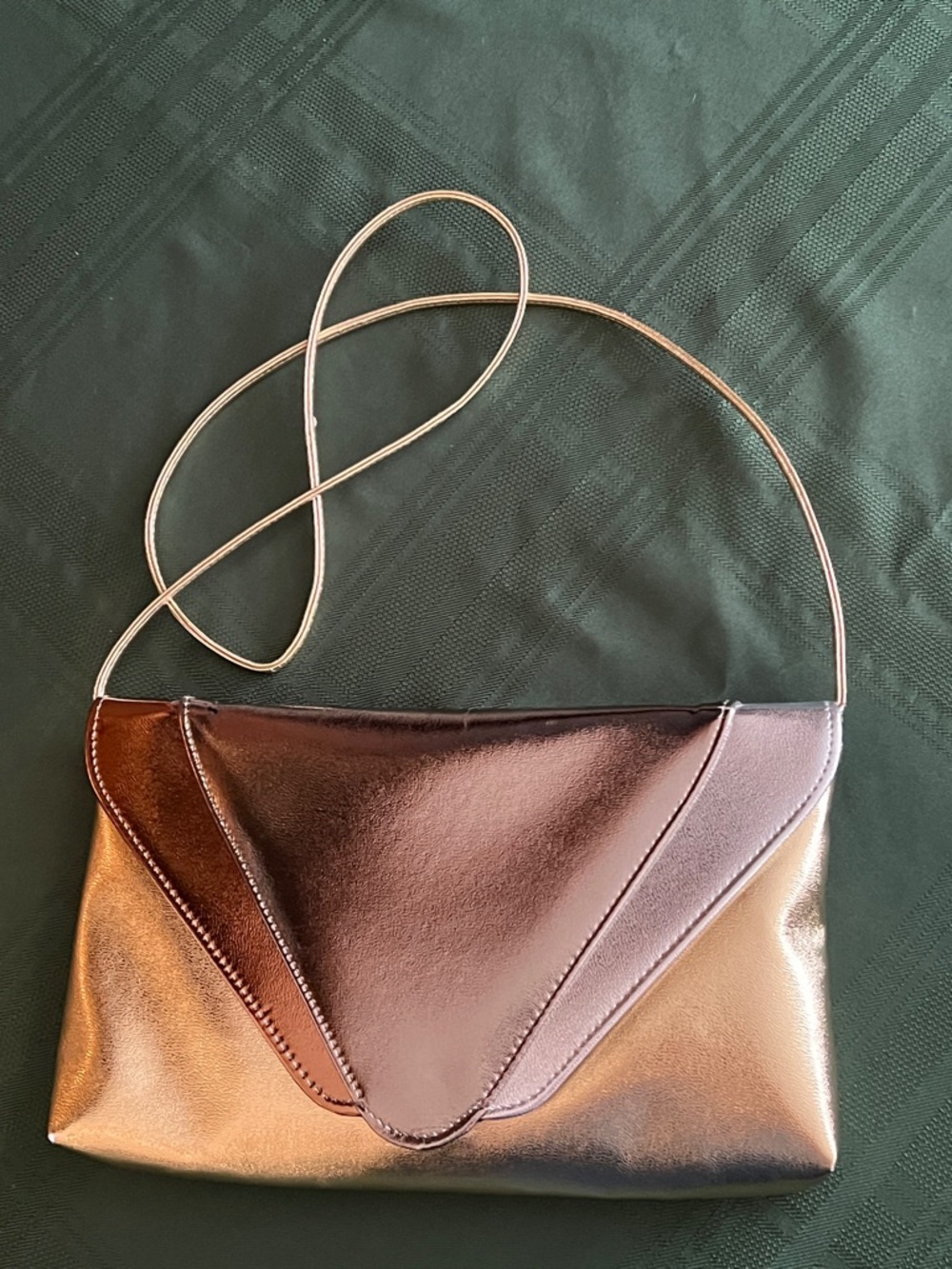 Metallic Brown Leatherette Envelope Crossbody Bag